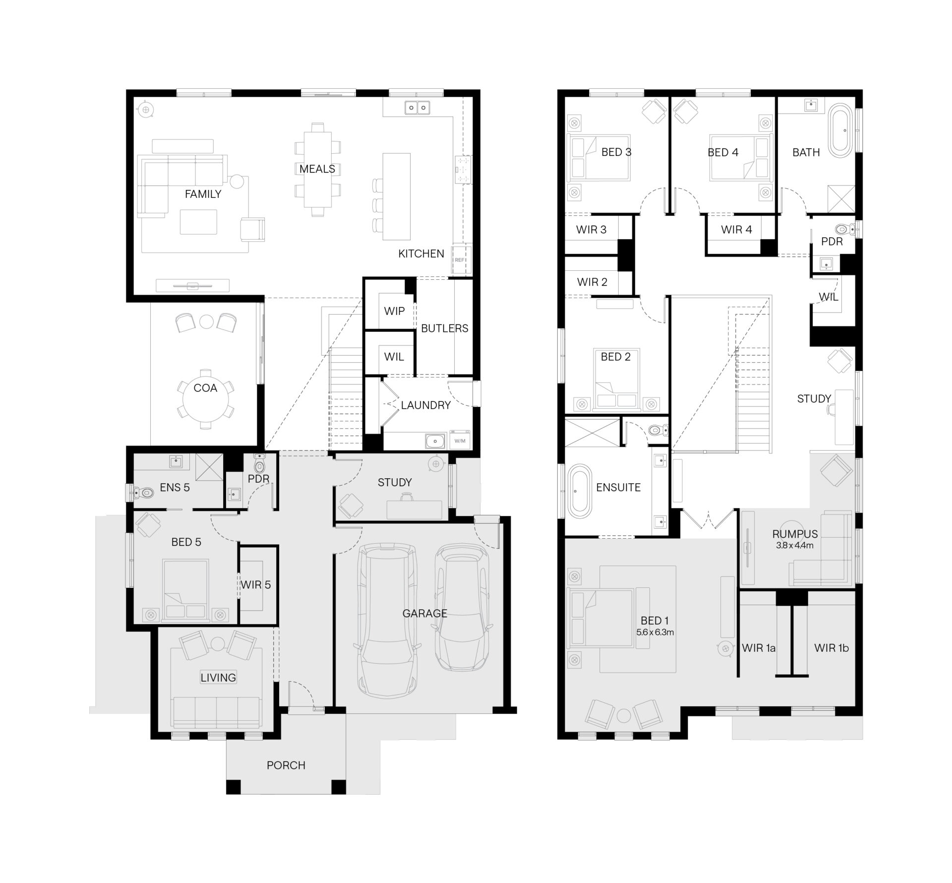 Mirrored front rooms